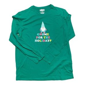 Gnome for the Holidays Green Long Sleeve Pajama Shirt, L